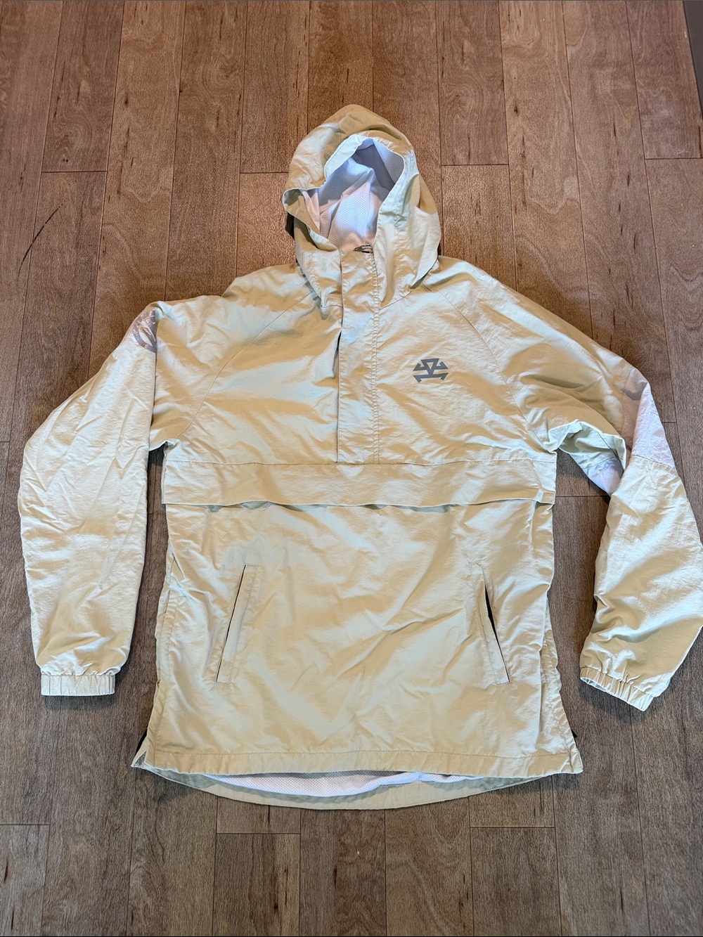 RARR Beige Anorak Pullover Jacket with White Sleeve Accent Sz. M - Picture 3 of 14